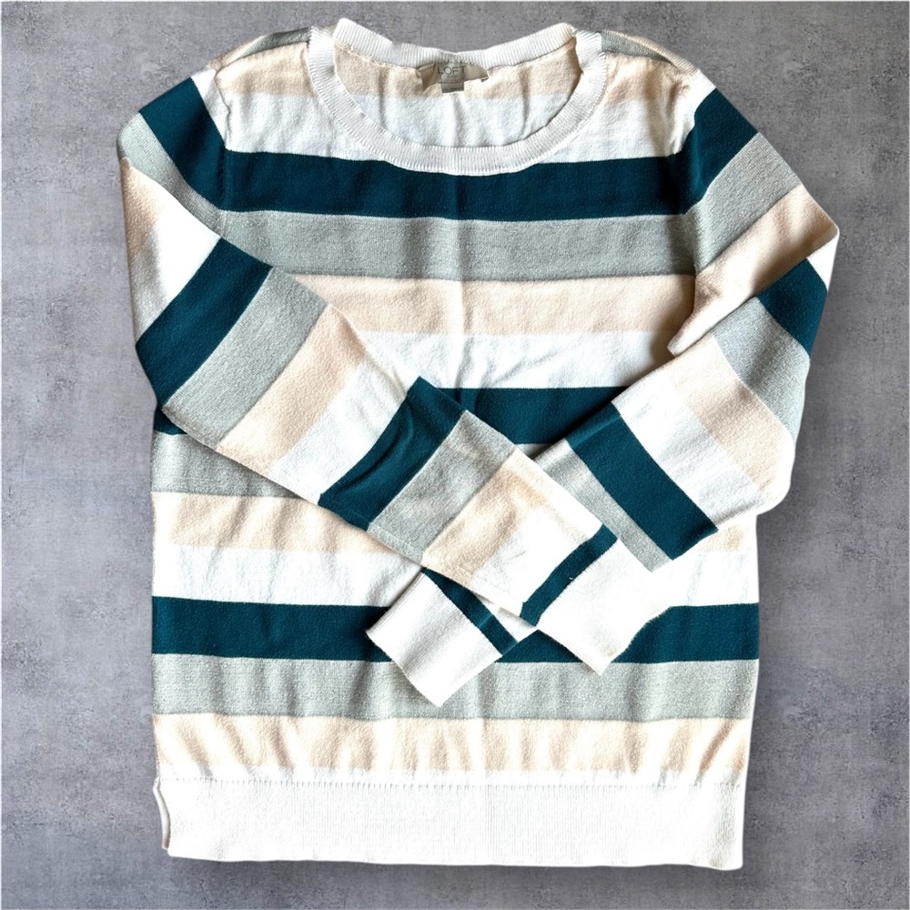 LOFT Striped Crewneck Sweater S
